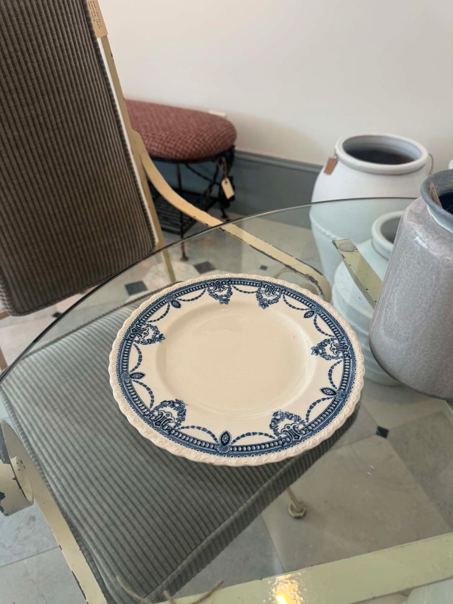 Scalloped Blue & White Plate