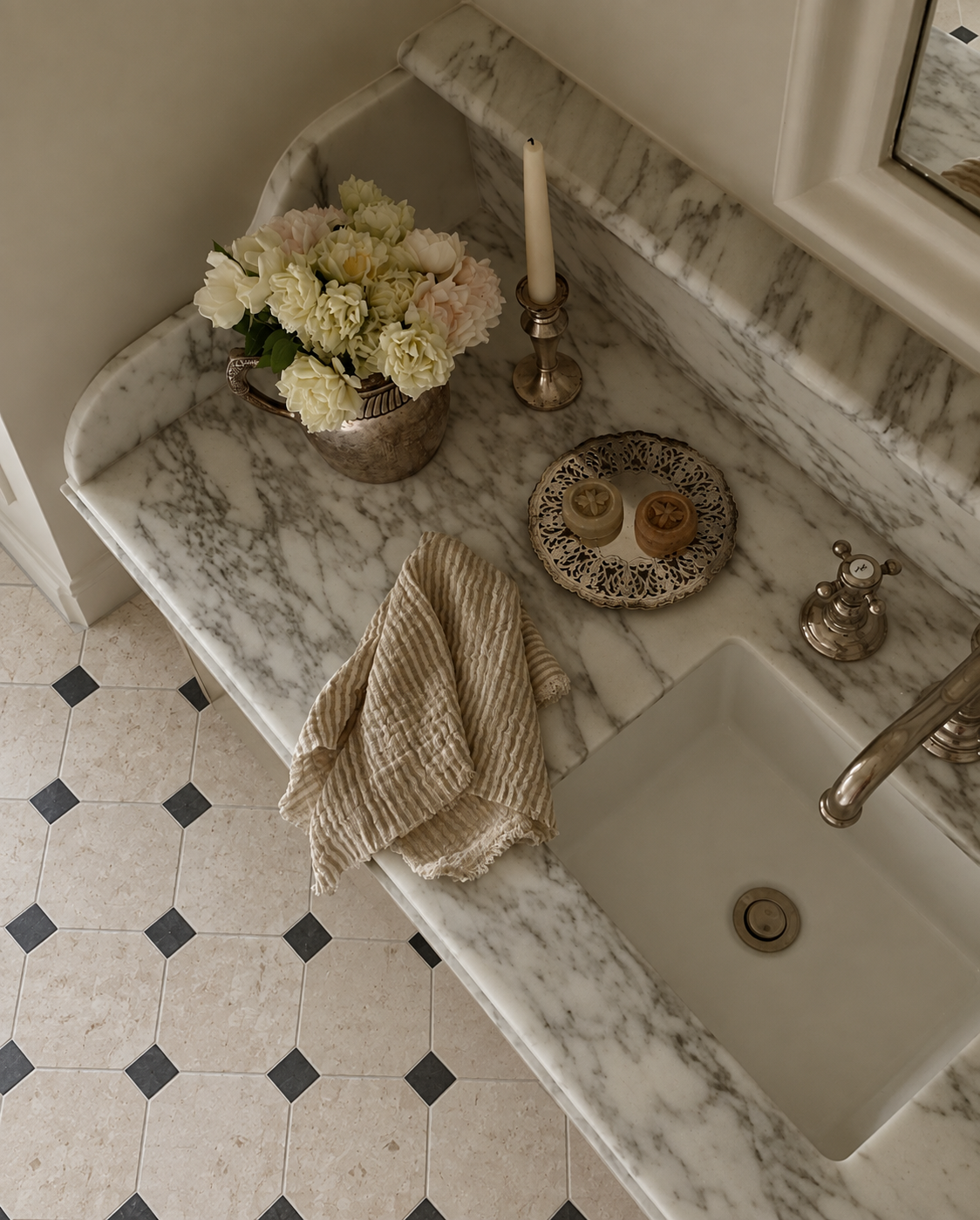 Beige-Black Marble Tile
