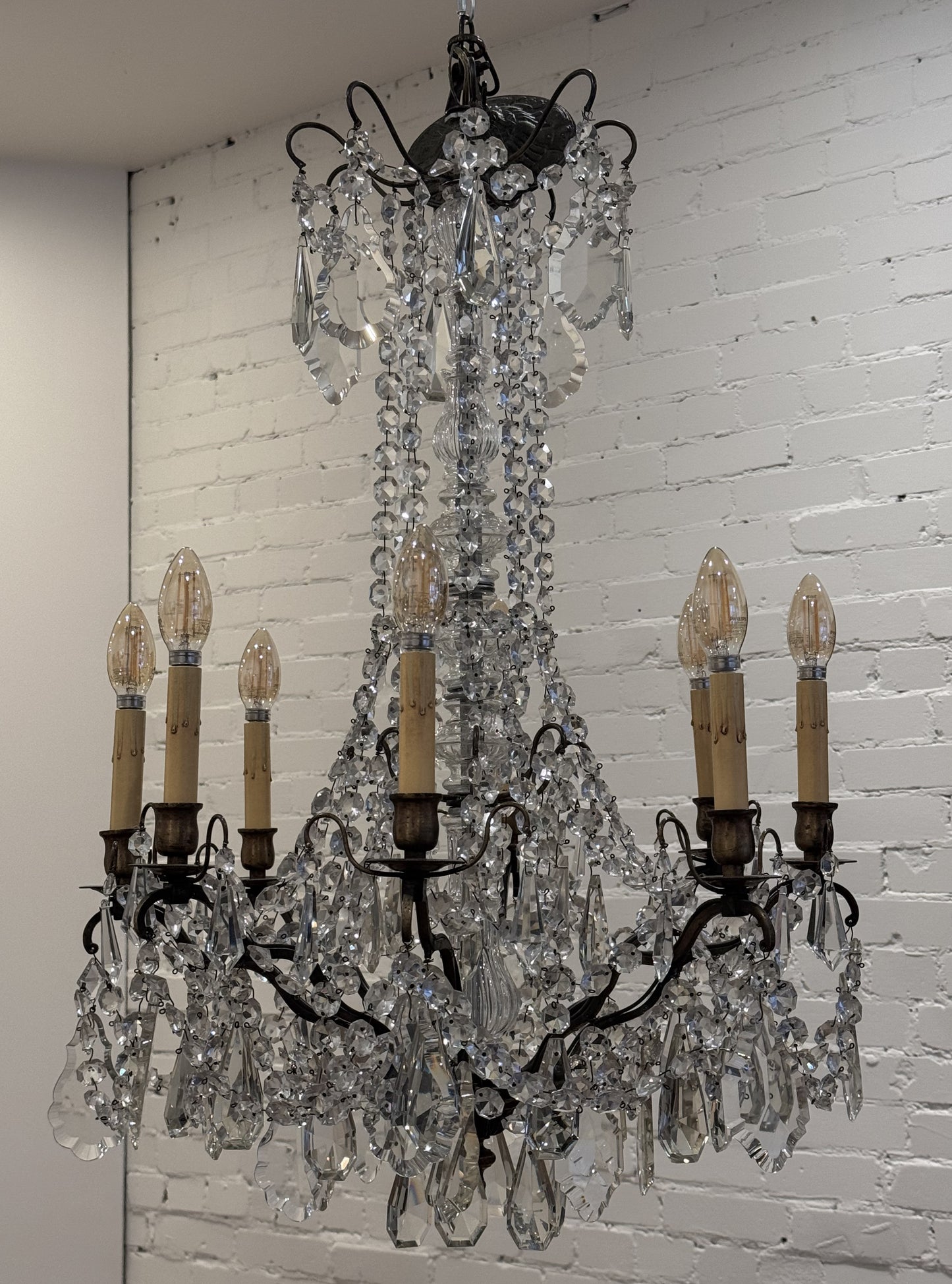 XL Antique Glass Chandelier