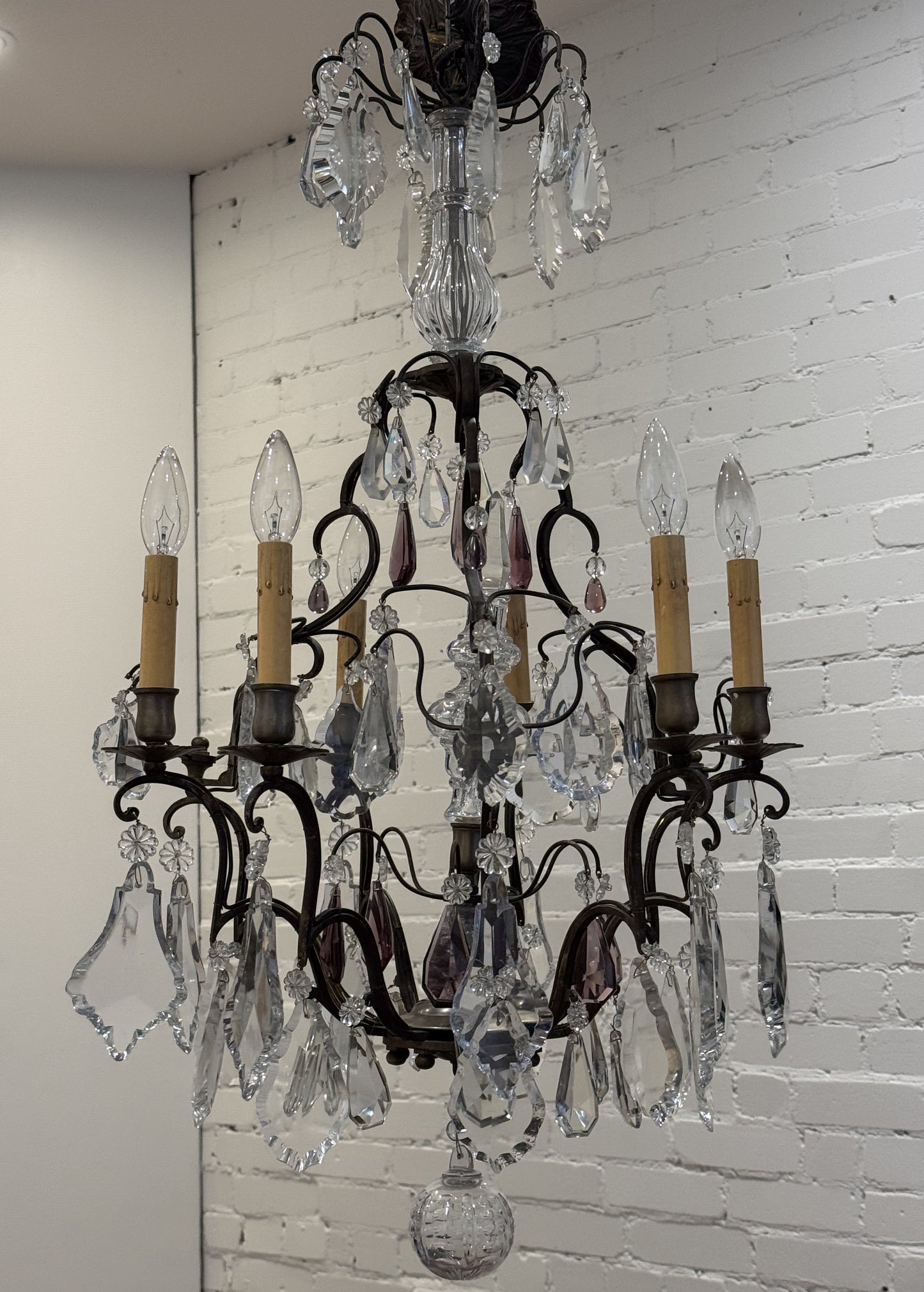 L Antique Glass Chandelier