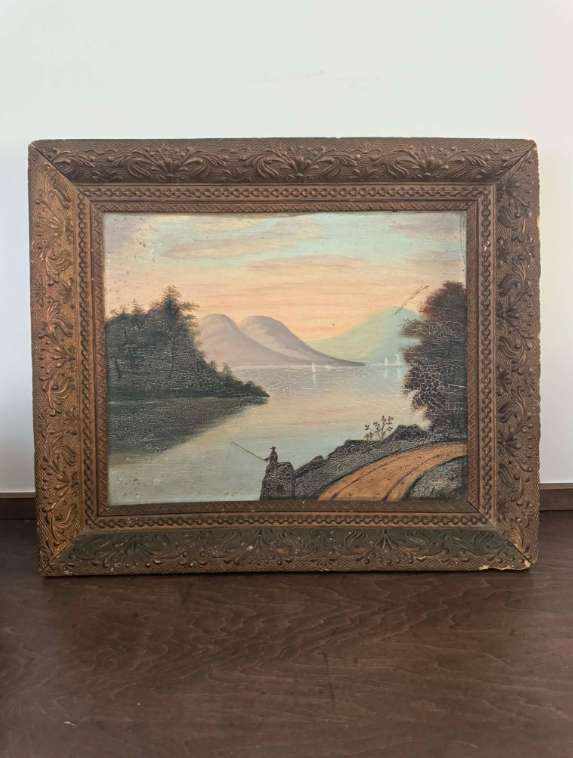 Antique Oil Fisherman Art