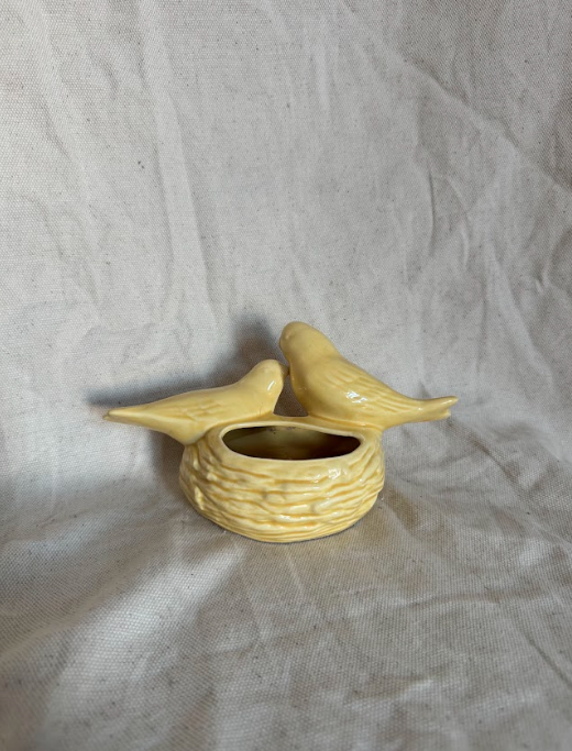 Yellow Vintage Bird/Nest Planter