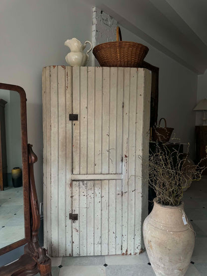 White Chippy Primitive Corner Cabinet