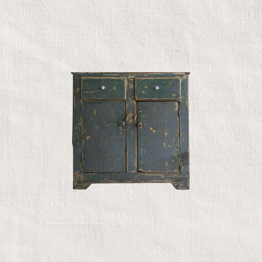 Green Chippy Primitive Cabinet