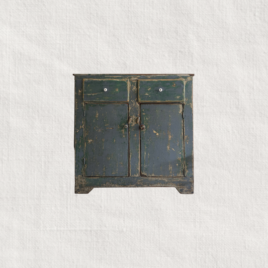 Green Chippy Primitive Cabinet