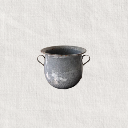 Vintage Blue Enamel Herb Pot