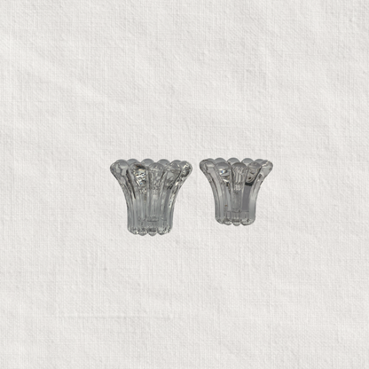 Vintage Crystal Flower Candle Holders - West Germany (Set of 2)