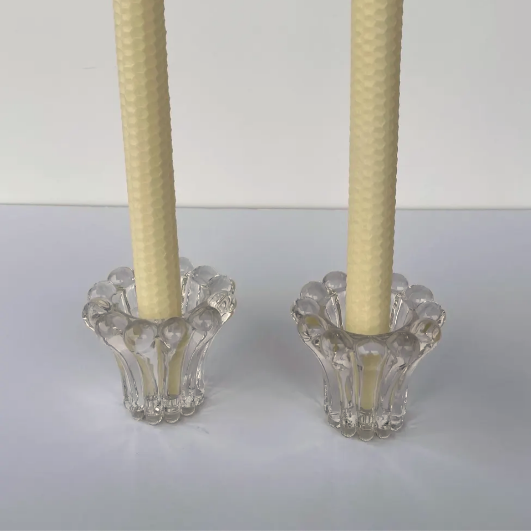 Vintage Crystal Flower Candle Holders - West Germany (Set of 2)