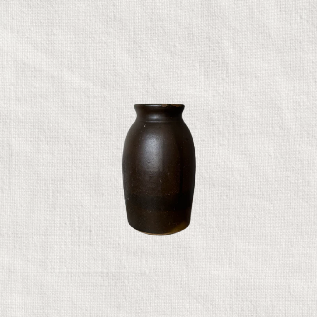 Vintage Dark Brown Pottery Crock/Jar