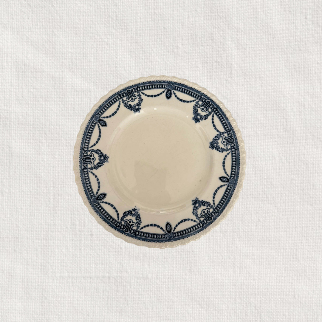 Scalloped Blue & White Plate