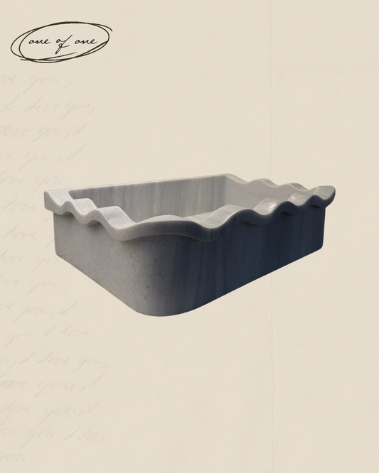 Marble Stone Sink with Scalloped Edge