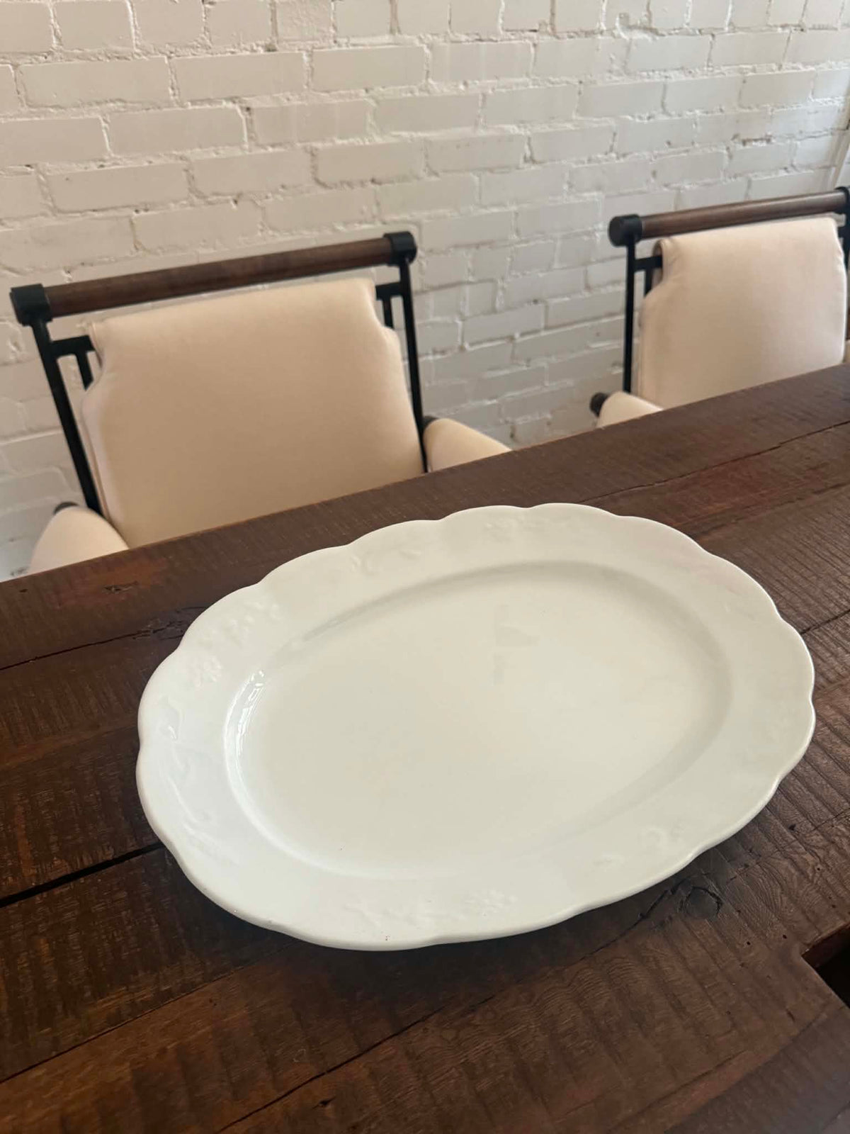 Antique English Scalloped Serving Platter