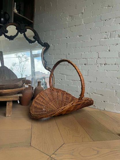 Vintage French Demi Lune Market Basket