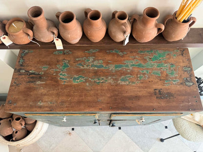 Green Chippy Primitive Cabinet