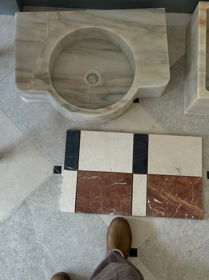 Custom Mosaic Flooring (Cream, Brown + Red)