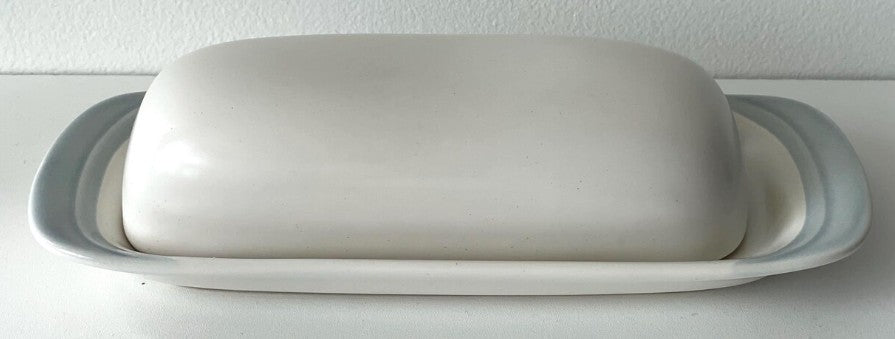 Ceramic Butter Dish with Blue Stripes - Japan