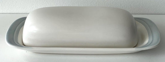 Ceramic Butter Dish with Blue Stripes - Japan