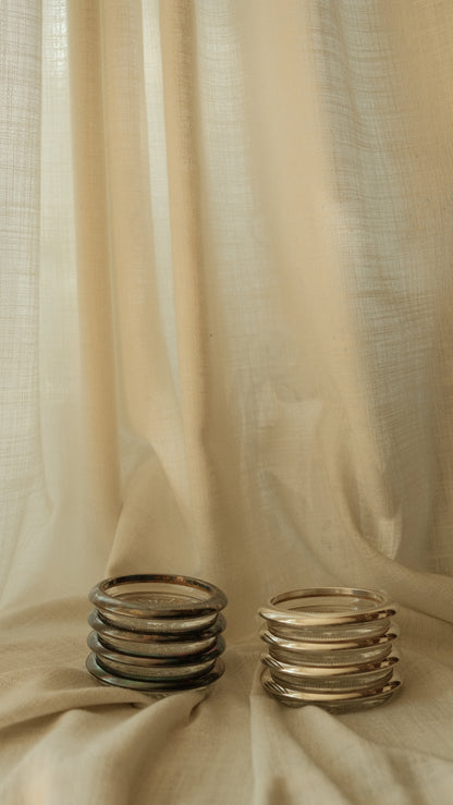 Antique Glass Coasters with Metal Rims