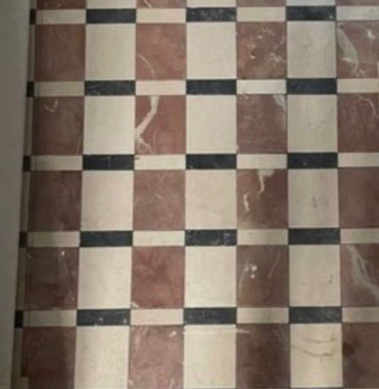 Custom Mosaic Flooring (Cream, Brown + Red)