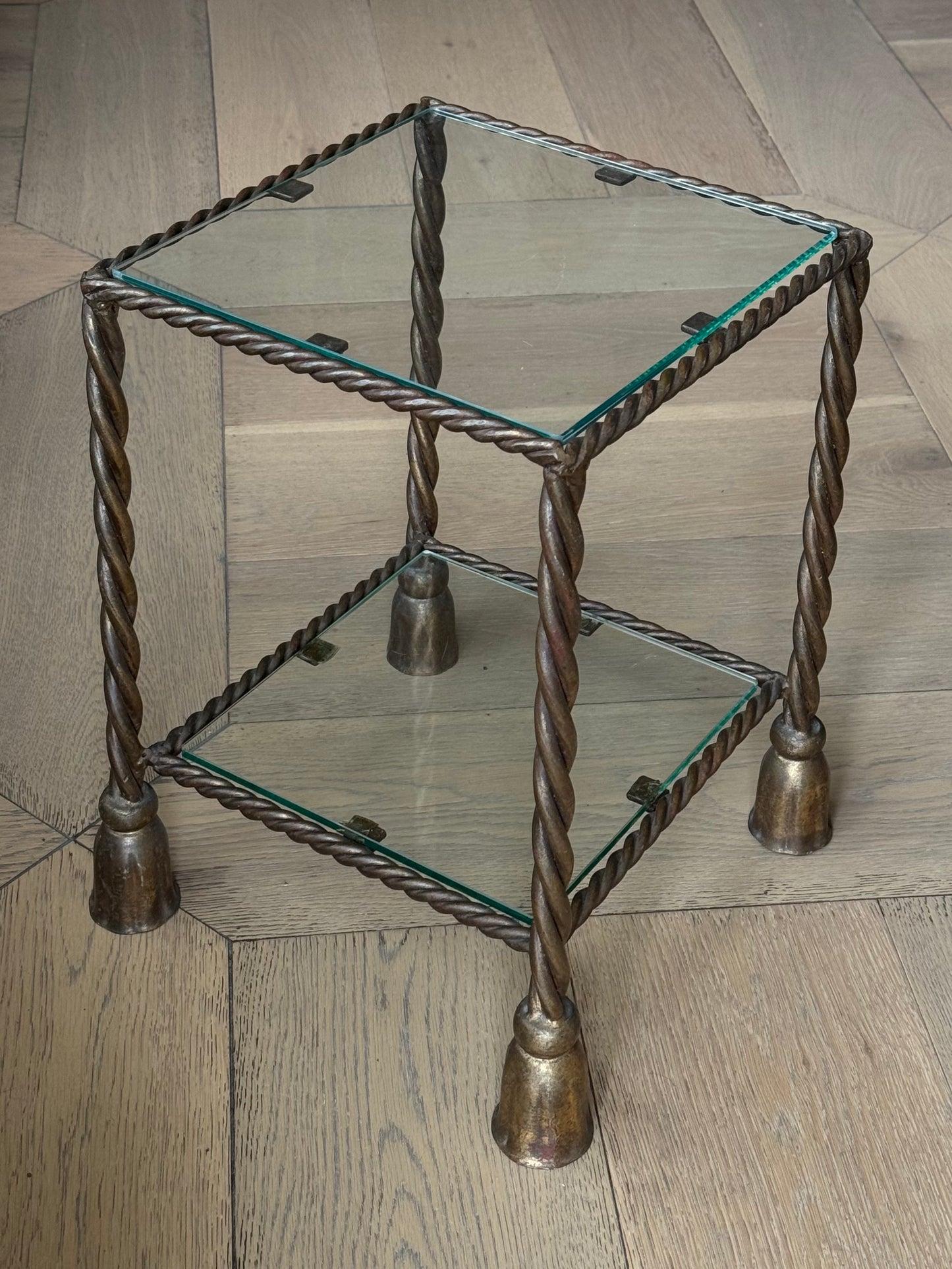 Metal Table with Glass Top