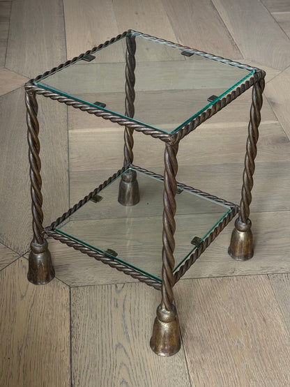 Metal Table with Glass Top