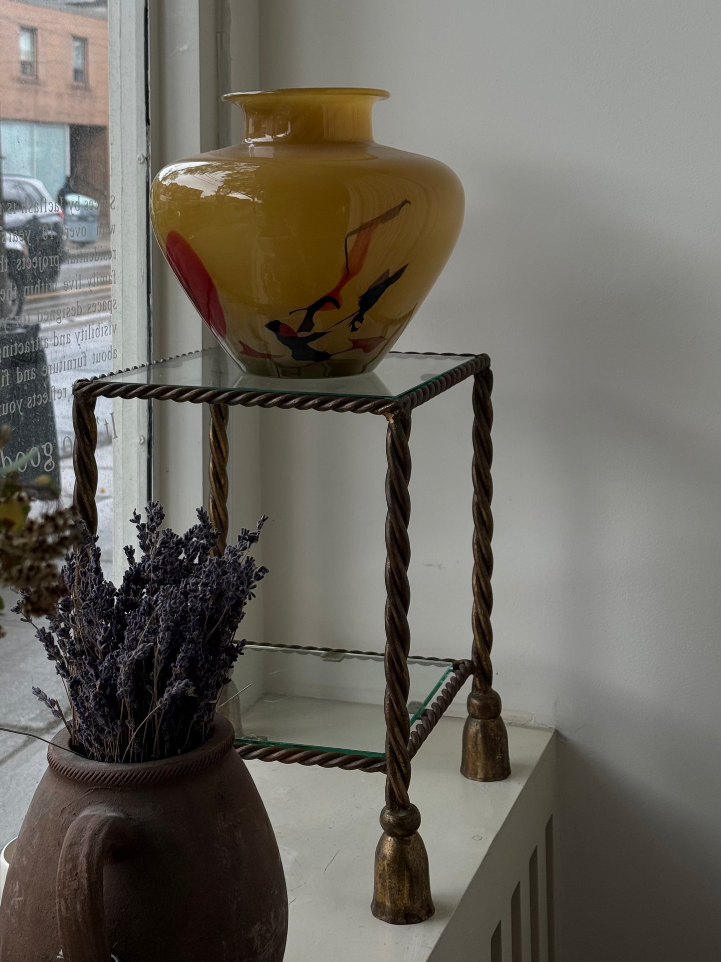 Metal Table with Glass Top