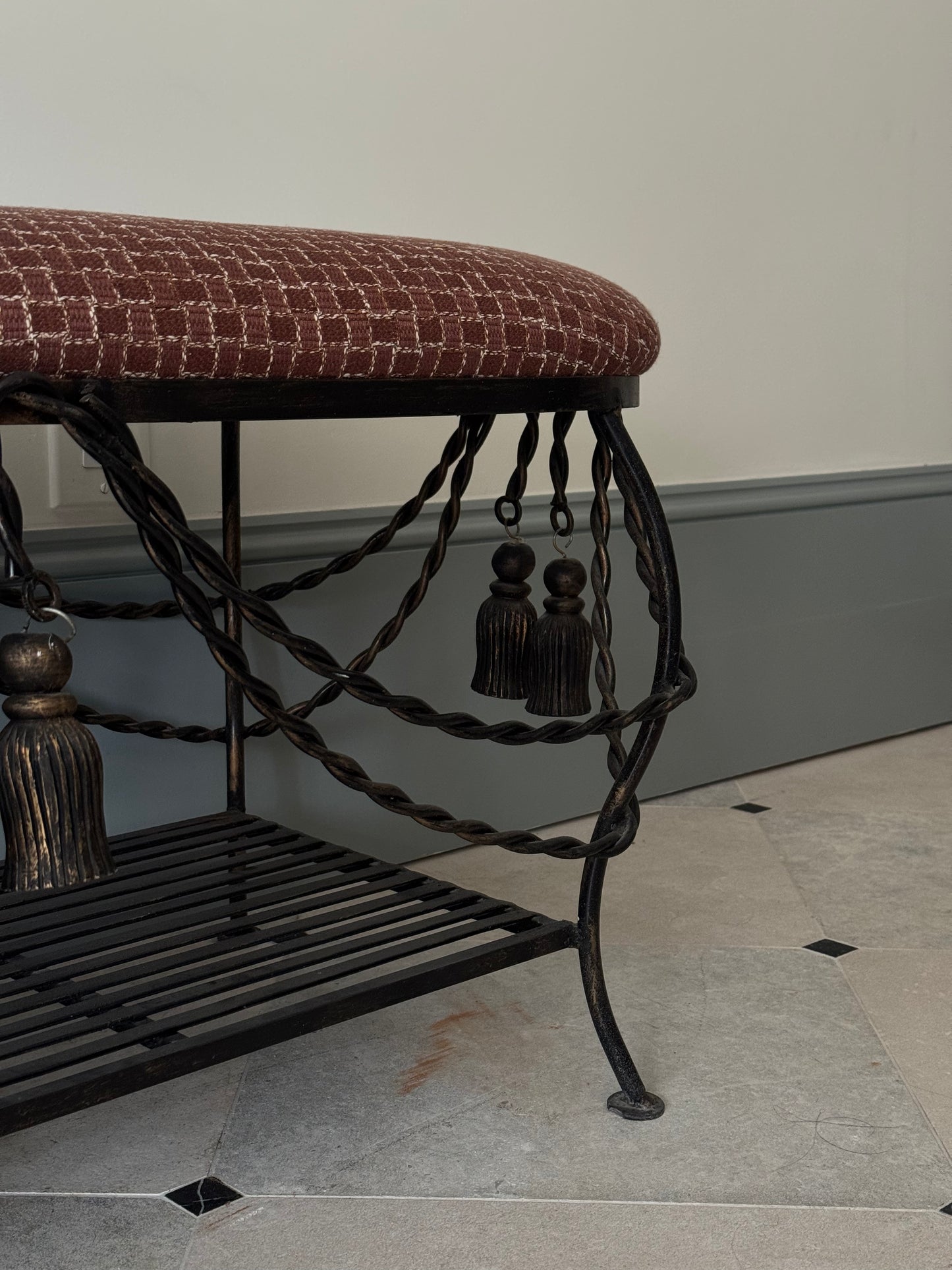 Wrought Iron Tassel Bench