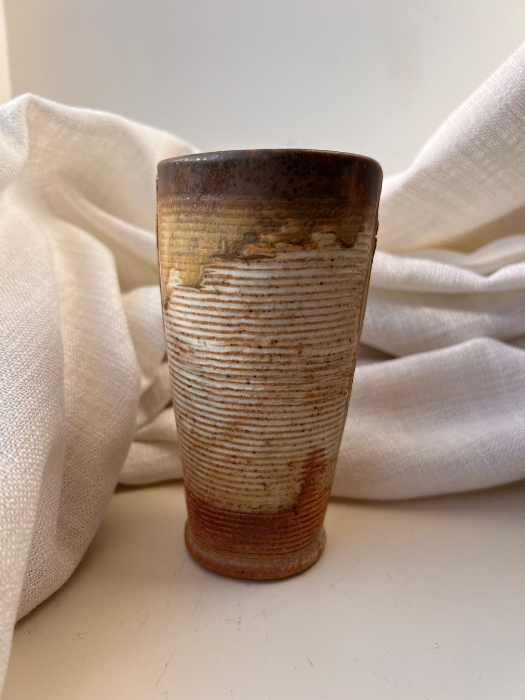 Brown Textured Clay Bud Vase Cup