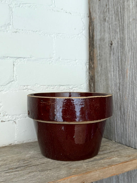 Vintage Glazed Stoneware Pot - Small