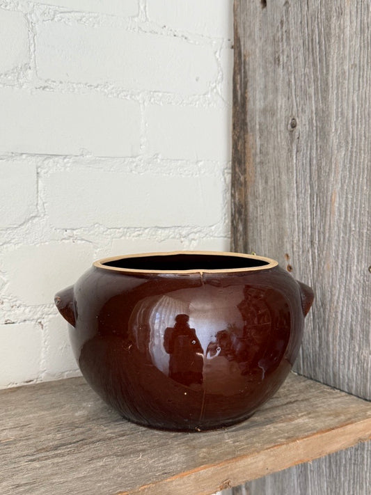 Vintage Glazed Crock Bowl
