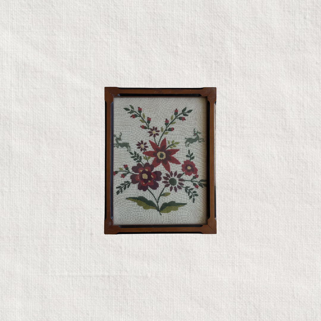 Vintage Floral Embroidered Wall Art