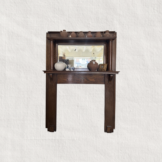 Wood Fireplace Mantle with Mirror