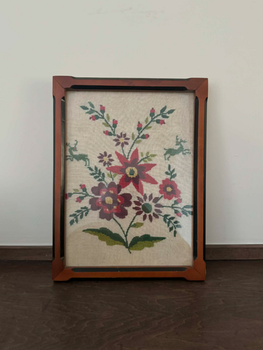 Vintage Floral Embroidered Wall Art