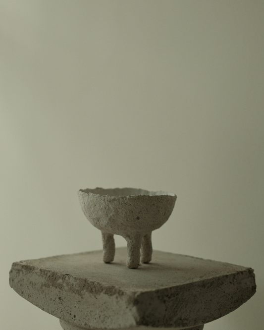 Mini White Paper Mache Dish