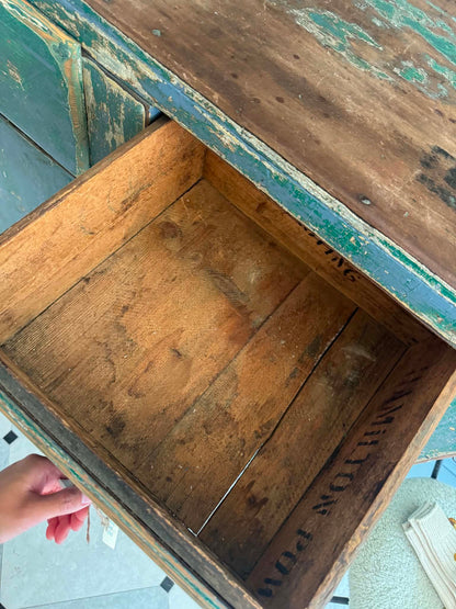 Green Chippy Primitive Cabinet