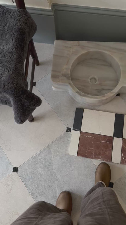 Custom Mosaic Flooring (Cream, Brown + Red)